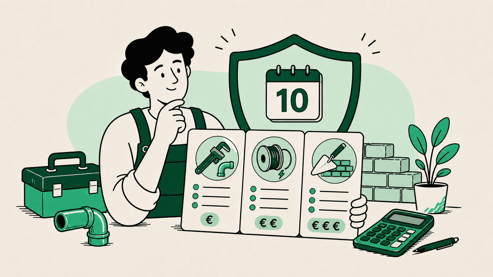 Prix d'une assurance décennale en 2026 : fourchettes par métier